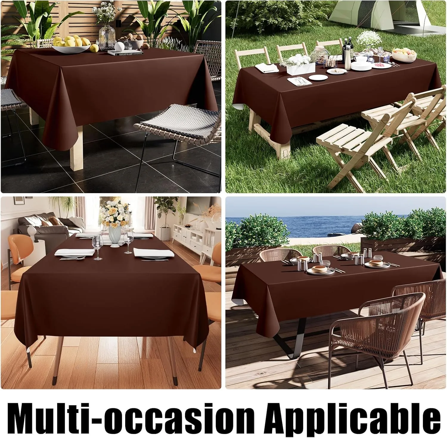 Smiry Rectangle Table Cloth 60x140 Inch, Waterproof Wipeable Vinyl Tablecloths Protector, Oil Spill Proof Plastic Table Cover for Dining, Picnic, Camping, Outdoor, Coffee