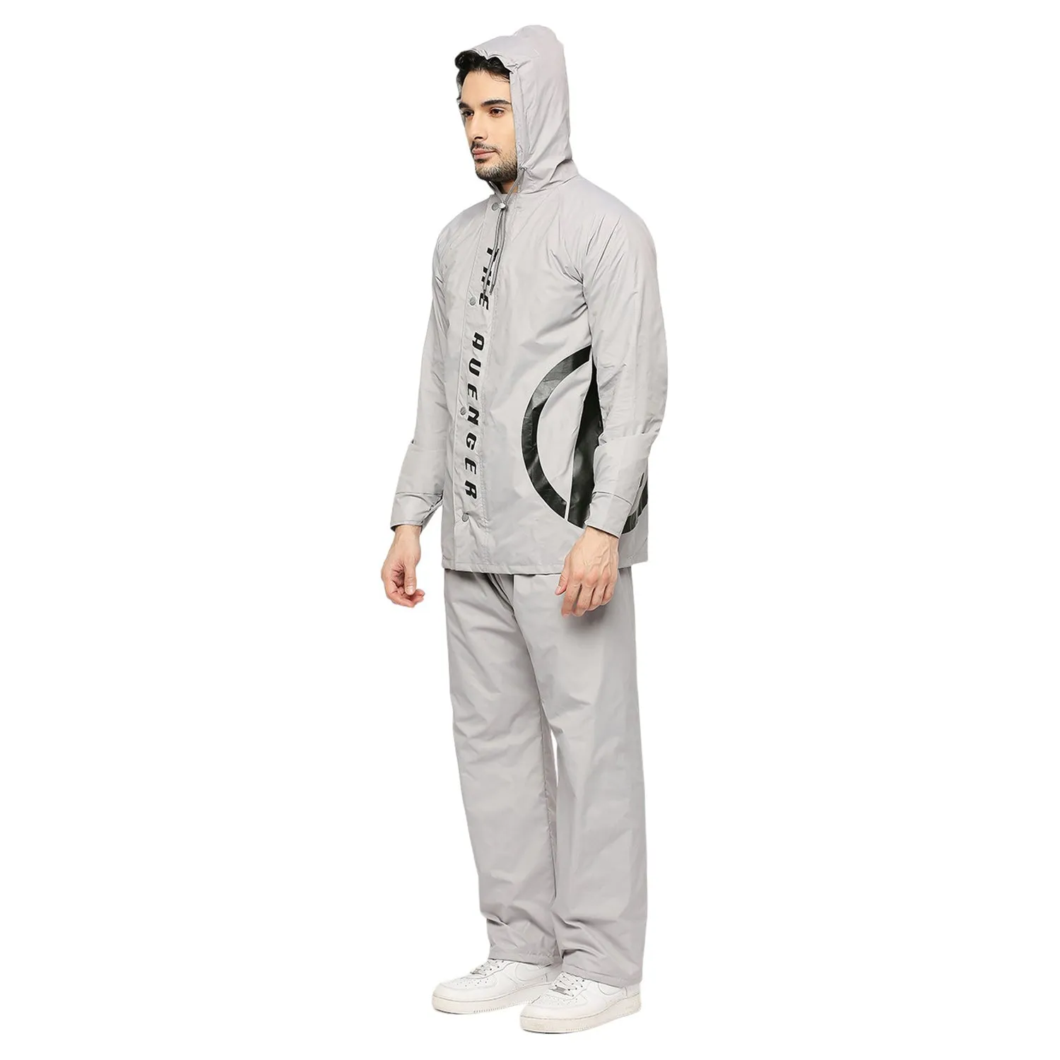 Smoky Gray Reversible Raincoat Suit with Free-leak proof pouch