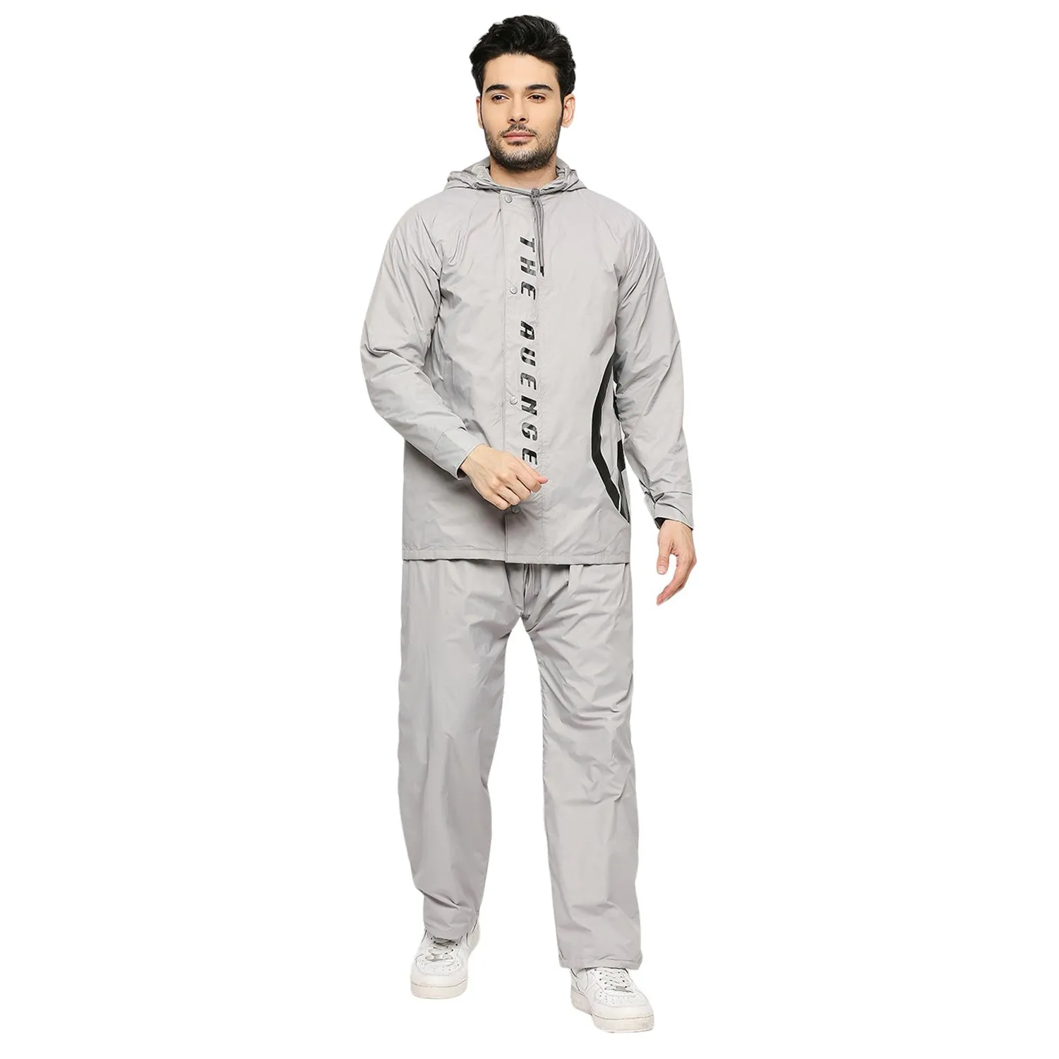 Smoky Gray Reversible Raincoat Suit with Free-leak proof pouch