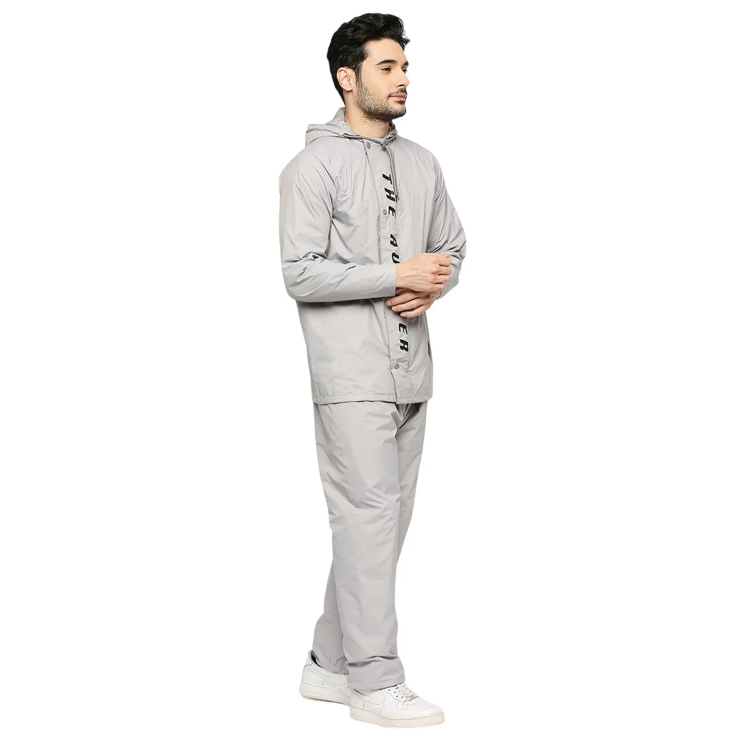 Smoky Gray Reversible Raincoat Suit with Free-leak proof pouch