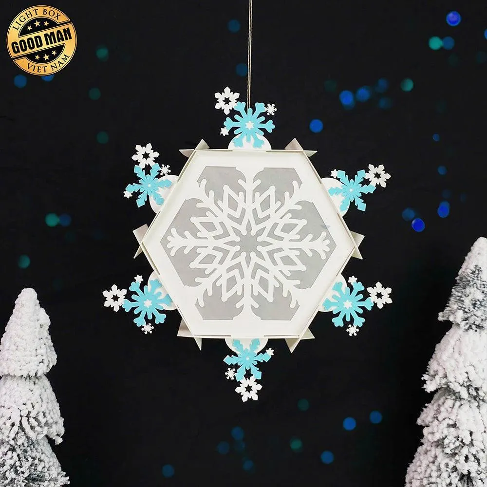Snowflake - 3D Christmas Hexagon Lantern File  - Cricut File 1 - LightBoxGoodMan