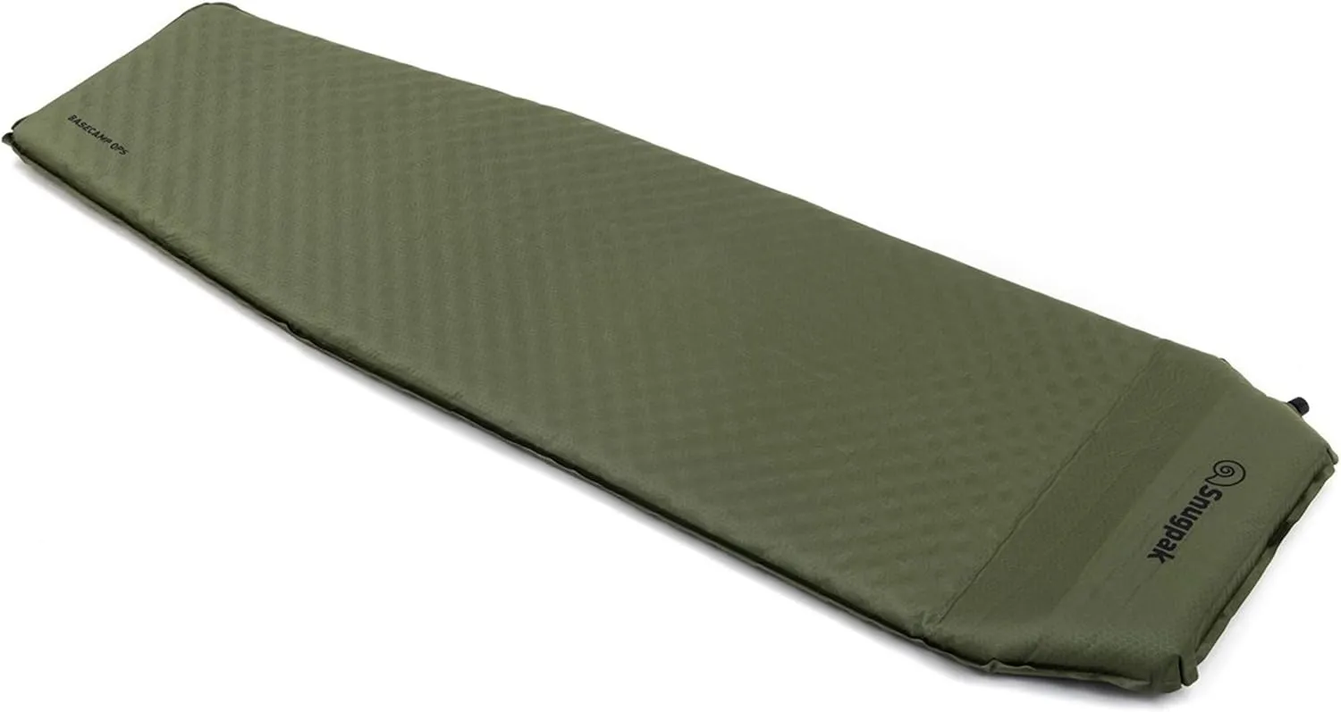 Snugpak Elite Oversized Self Inflating Mat with Built In Pillow and Non-Slip Bottom, Olive