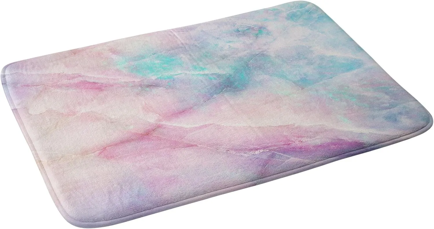Society6 Bath Mat - Bathroom Decor by Emanuela Carratoni - Non-Slip Memory Foam Bathroom Rugs, Soft Microfiber, Machine Washable, 21" x 34", Iridescent Marble