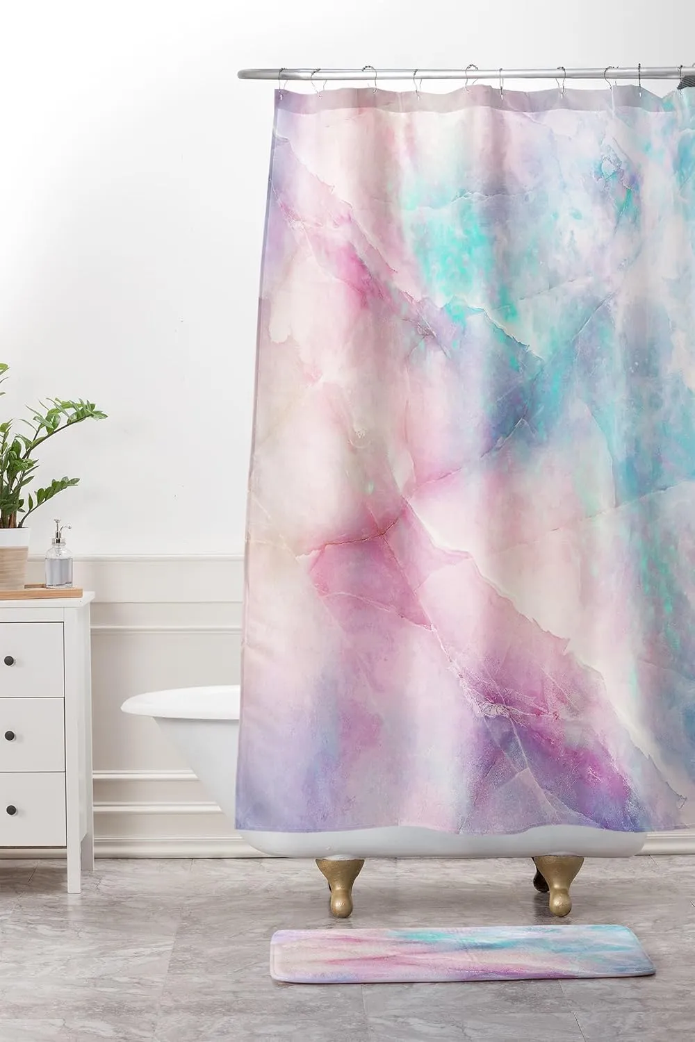 Society6 Bath Mat - Bathroom Decor by Emanuela Carratoni - Non-Slip Memory Foam Bathroom Rugs, Soft Microfiber, Machine Washable, 21" x 34", Iridescent Marble