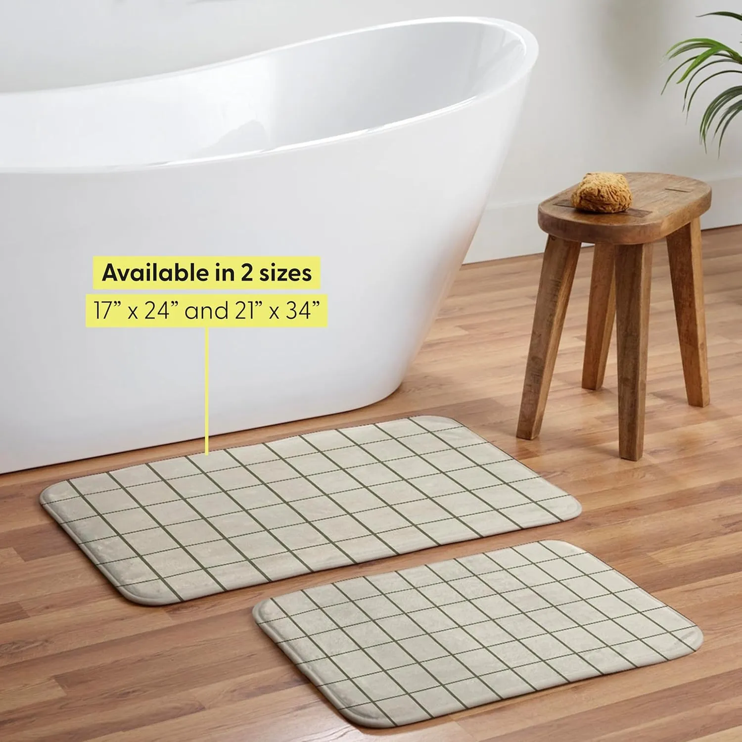 Society6 Bath Mat - Bathroom Decor by Megan Galante - Non-Slip Memory Foam Bathroom Rugs, Soft Microfiber, Machine Washable, 21" x 34", Galante Wavey I