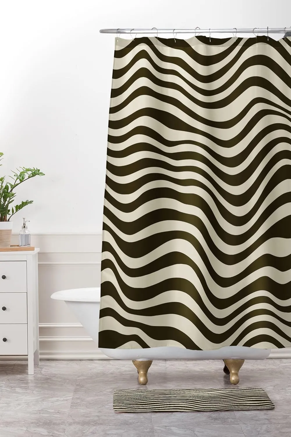 Society6 Bath Mat - Bathroom Decor by Megan Galante - Non-Slip Memory Foam Bathroom Rugs, Soft Microfiber, Machine Washable, 21" x 34", Galante Wavey I