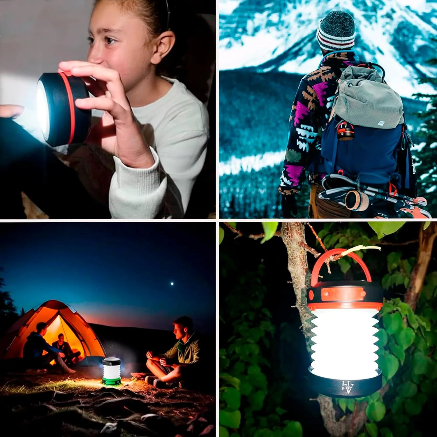 Solar Camping Lantern - LED Lanterns for Power Outages, Camping Lights, Emergency Flashlight - Collapsible Lamp, Rechargeable W/ Solar or Plug