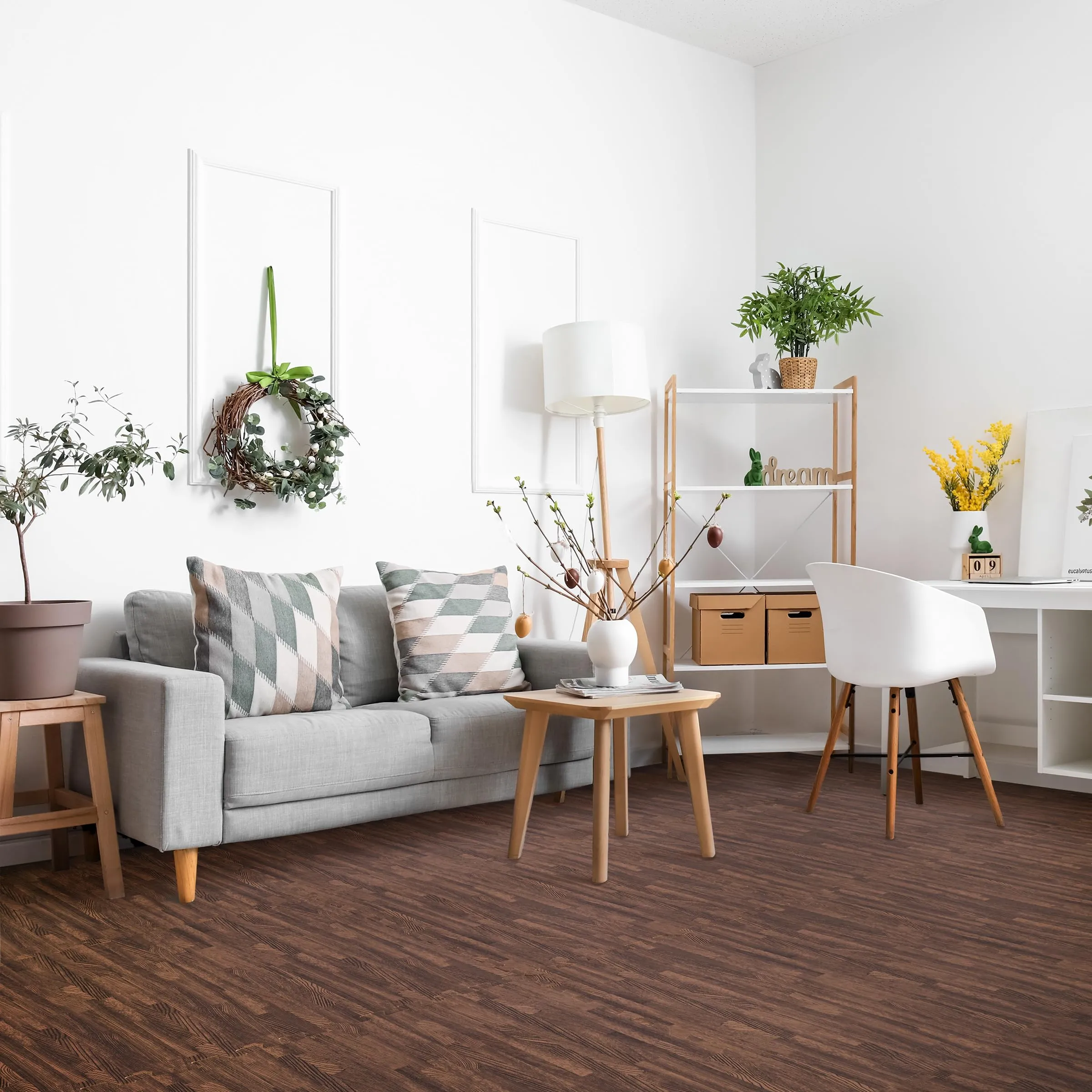 Sorbus 96 Sq. Ft. Wood Grain Floor Tiles Foam Mat EVA Interlocking Mats Tile 3/8-Inch Thick Flooring Wood Puzzle Exercise Mats w/Borders - Home Playroom Basement, Apartment, Trade Show, Baby, Dance
