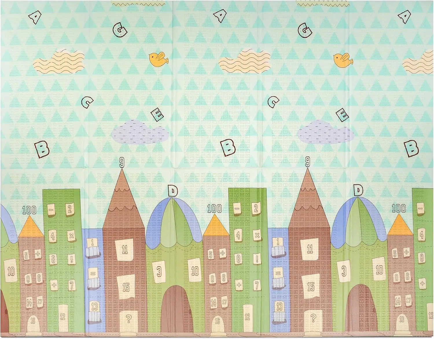 Sorbus Foldable Baby Play Mat, Kids Foam Mats for Floor with Travel Bag - Waterproof Foldable Play Mats for Babies, Infants, Toddlers, and Kids Playtime & Tummy Time 78x70x0.4 (Charming Neighborhood)