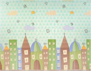 Sorbus Foldable Baby Play Mat, Kids Foam Mats for Floor with Travel Bag - Waterproof Foldable Play Mats for Babies, Infants, Toddlers, and Kids Playtime & Tummy Time 78x70x0.4 (Charming Neighborhood)