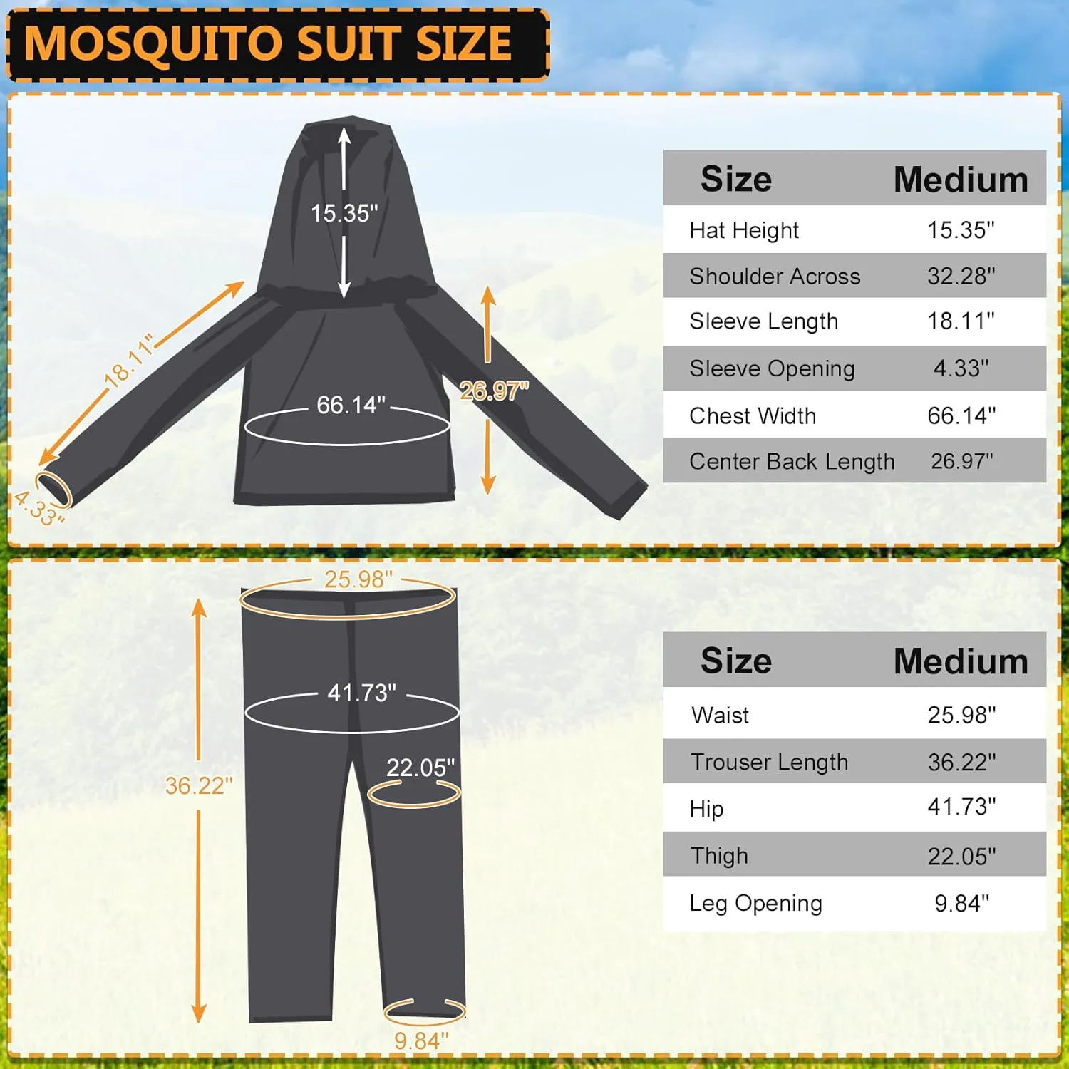South to East Mosquito Suit - Net Bug Mesh Pants & Jacket with Hood for Outdoor Protection from Bugs, Flies, Gnats, No-See-Ums & Midges - Mosquito Clothing for Men & Women with Carrybag, M Size