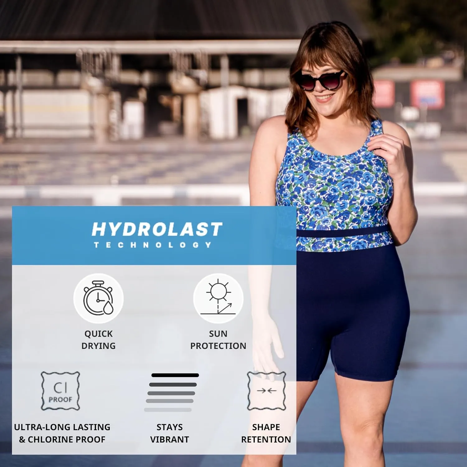 Sporti Plus Size Women Boyleg One Piece Swimsuit Hydrolast Technology - Athletic Unitard Swimwear Training Bathing Suit