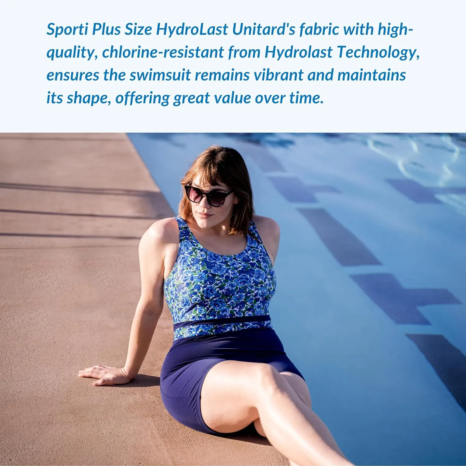Sporti Plus Size Women Boyleg One Piece Swimsuit Hydrolast Technology - Athletic Unitard Swimwear Training Bathing Suit