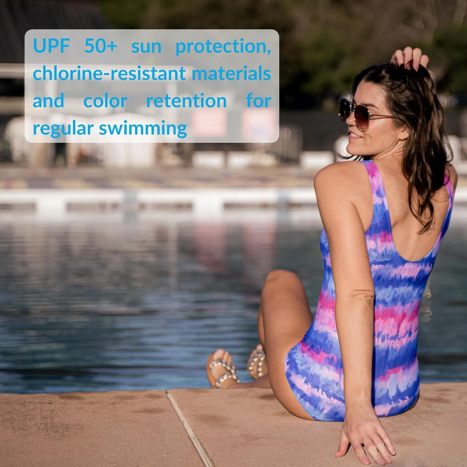 Sporti Women's One Piece Swimsuits Conservative Cut, Hydrolast Tech, Printed Bathing Suit for Missy, Girl Leg Swimsuit Women