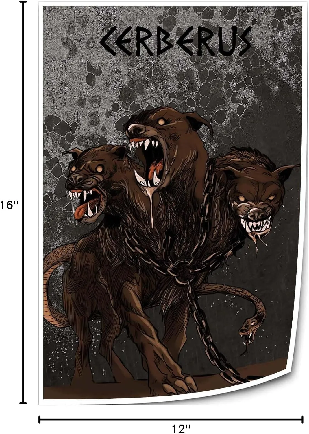 Stantini Cerberus Wall Art Greek Mythology Decor Prints Poster Printing Canvas Bedroom Paintings for Hallway Vertical Pictures Artwork Kitchen (12.00''x16.00'',Unframed)