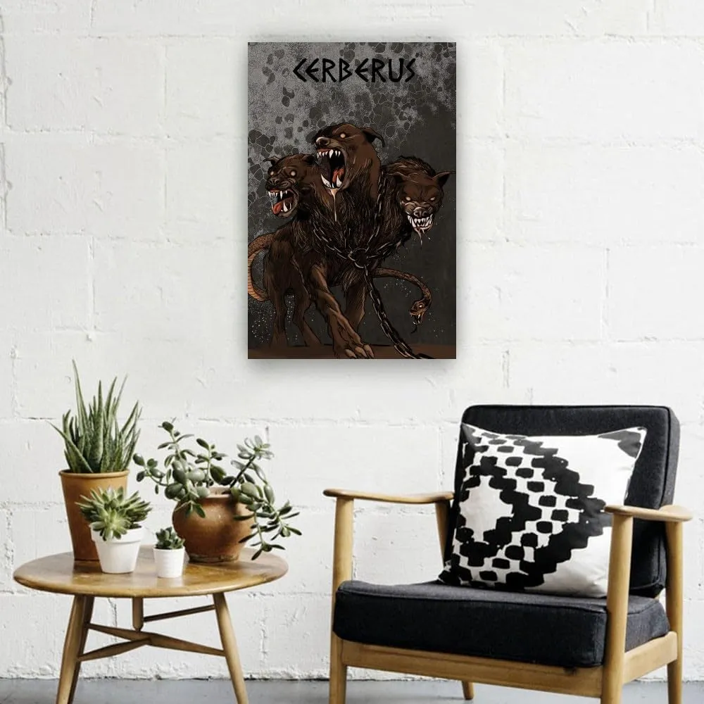 Stantini Cerberus Wall Art Greek Mythology Decor Prints Poster Printing Canvas Bedroom Paintings for Hallway Vertical Pictures Artwork Kitchen (12.00''x16.00'',Unframed)