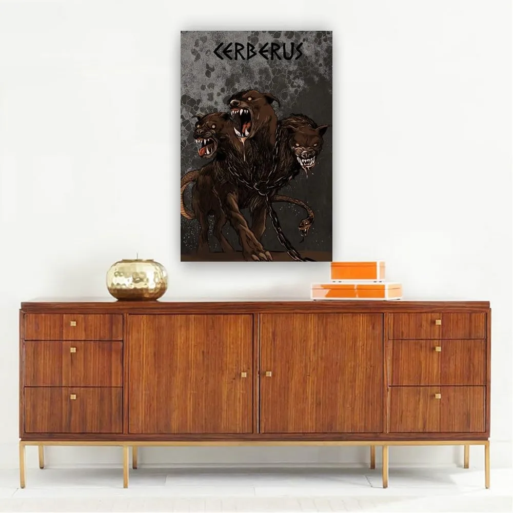 Stantini Cerberus Wall Art Greek Mythology Decor Prints Poster Printing Canvas Bedroom Paintings for Hallway Vertical Pictures Artwork Kitchen (12.00''x16.00'',Unframed)