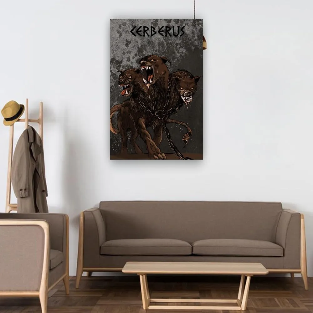 Stantini Cerberus Wall Art Greek Mythology Decor Prints Poster Printing Canvas Bedroom Paintings for Hallway Vertical Pictures Artwork Kitchen (12.00''x16.00'',Unframed)