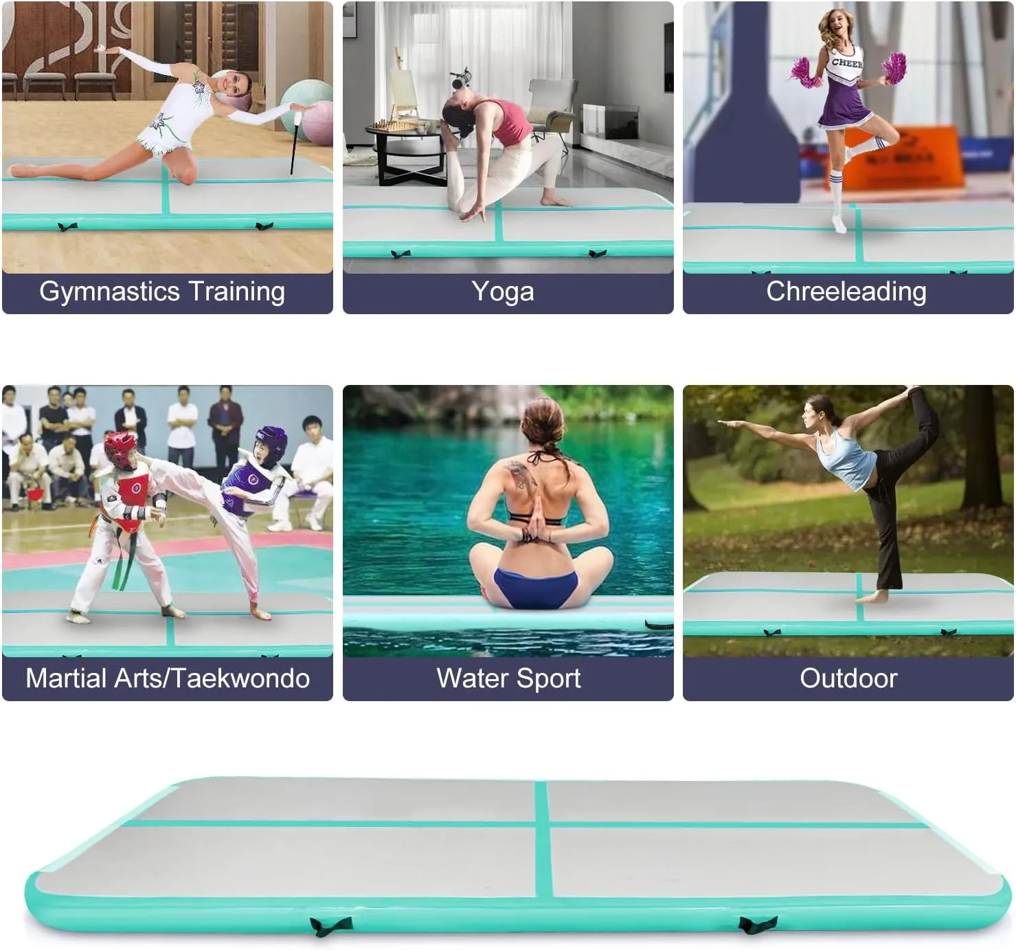 SUDOO 10ft/13ft/16ft Inflatable Gymnastics Tumbling Mat 4" Thick Air Tumble Track Training Mat with Electric Pump for Home Use/Tumble/Gym/Exercise/Training/Cheerleading/Yoga/Parkour/Beach/Park/Water
