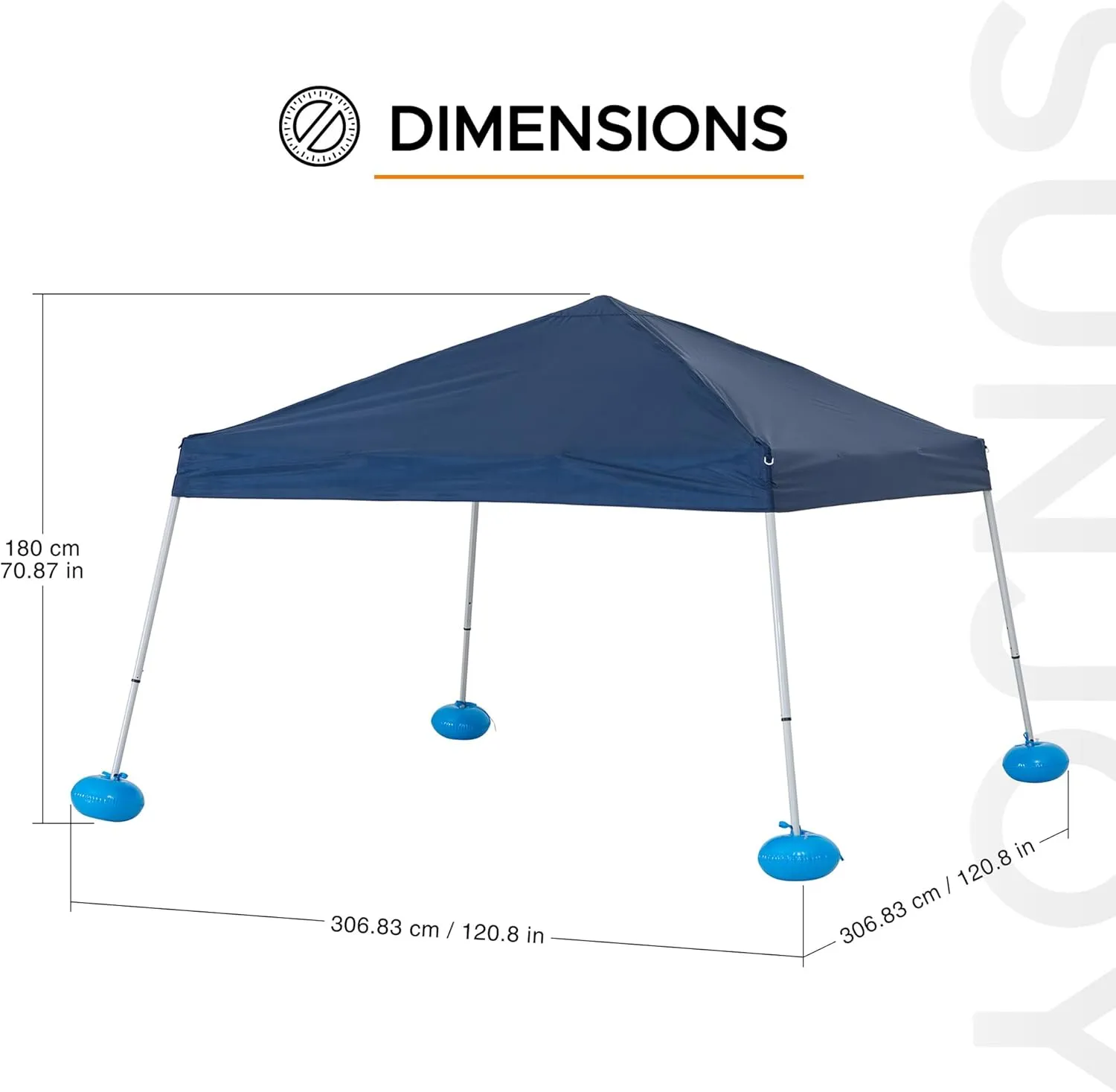 Sunjoy Floating Pool Canopy 10' × 10’ Pop Up Gazebo Navy Fabric Canopy, Steel and Aluminum Frame Floating Tent with PVC Floats, Hand Air Pump and Carry Bag