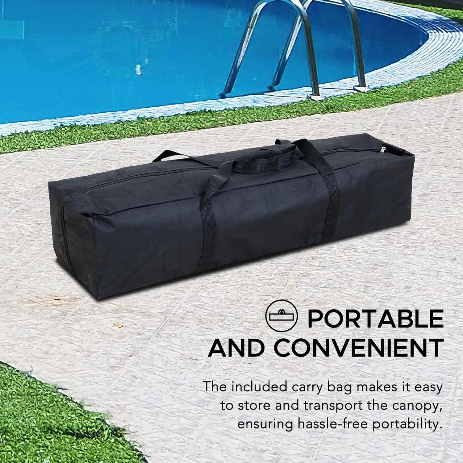 Sunjoy Floating Pool Canopy 10' × 10’ Pop Up Gazebo Navy Fabric Canopy, Steel and Aluminum Frame Floating Tent with PVC Floats, Hand Air Pump and Carry Bag
