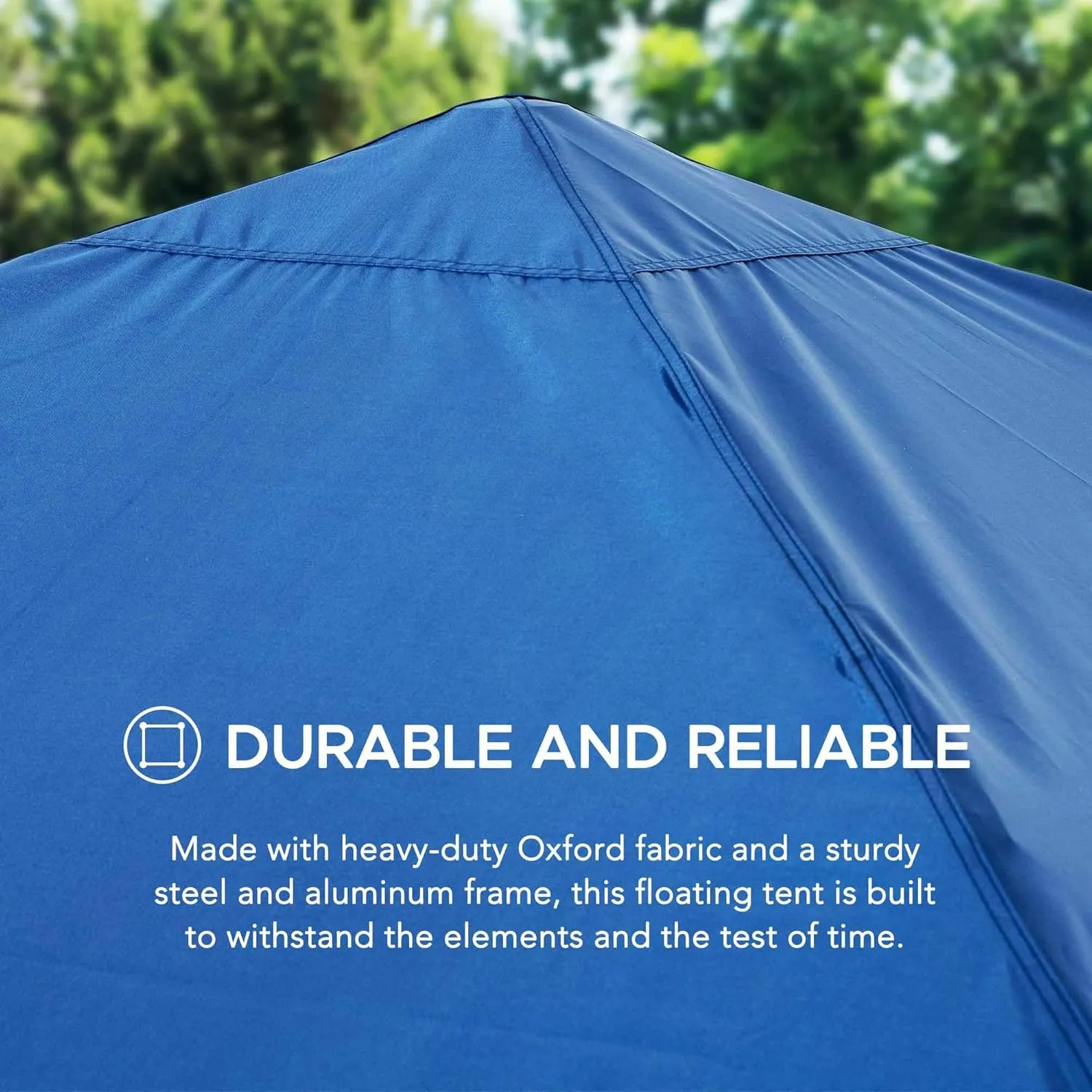 Sunjoy Floating Pool Canopy 10' × 10’ Pop Up Gazebo Navy Fabric Canopy, Steel and Aluminum Frame Floating Tent with PVC Floats, Hand Air Pump and Carry Bag