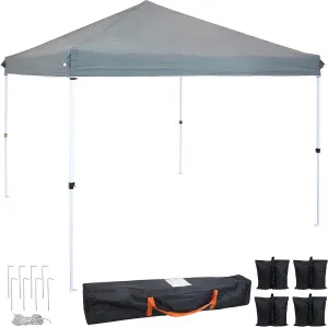 Sunnydaze 12 x 12 Foot Standard Pop-Up Canopy with Rolling Carry Bag - Portable Straight Leg Folding Shade Shelter - Gray