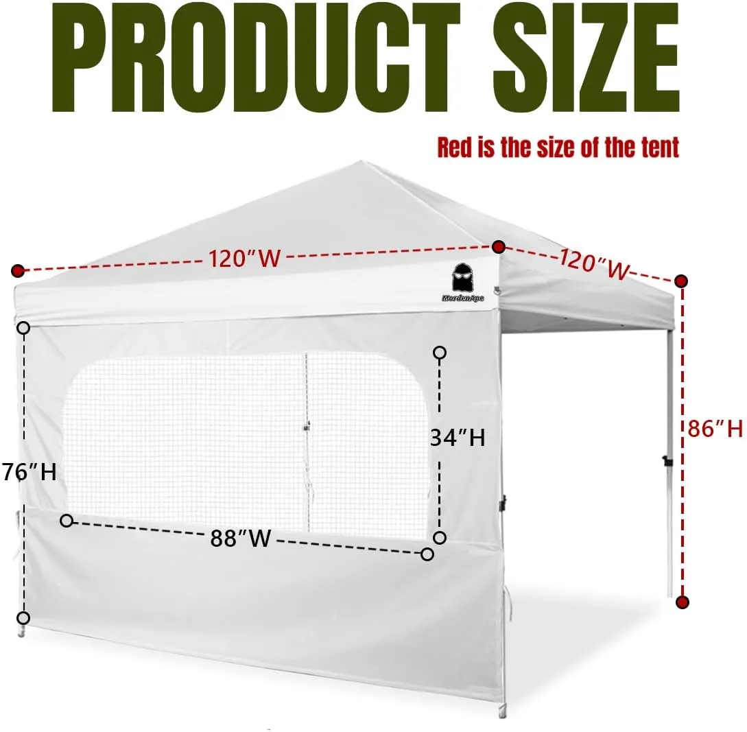 Sunshade Sidewall with Mesh Window for 10x10 Pop Up Canopy - Straight Leg, Outdoor Instant Canopy Sidewalls, 3 Pack (10 x 10, White with Silver Coating)