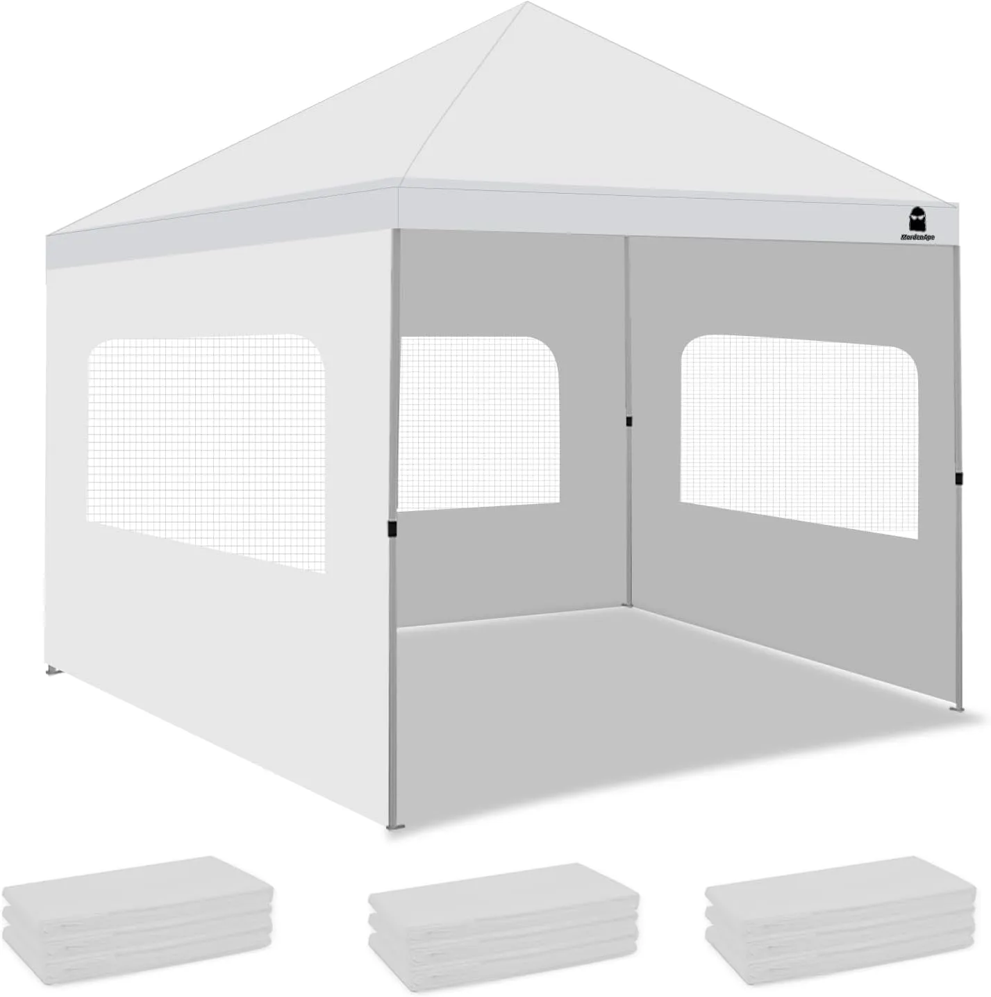 Sunshade Sidewall with Mesh Window for 10x10 Pop Up Canopy - Straight Leg, Outdoor Instant Canopy Sidewalls, 3 Pack (10 x 10, White with Silver Coating)