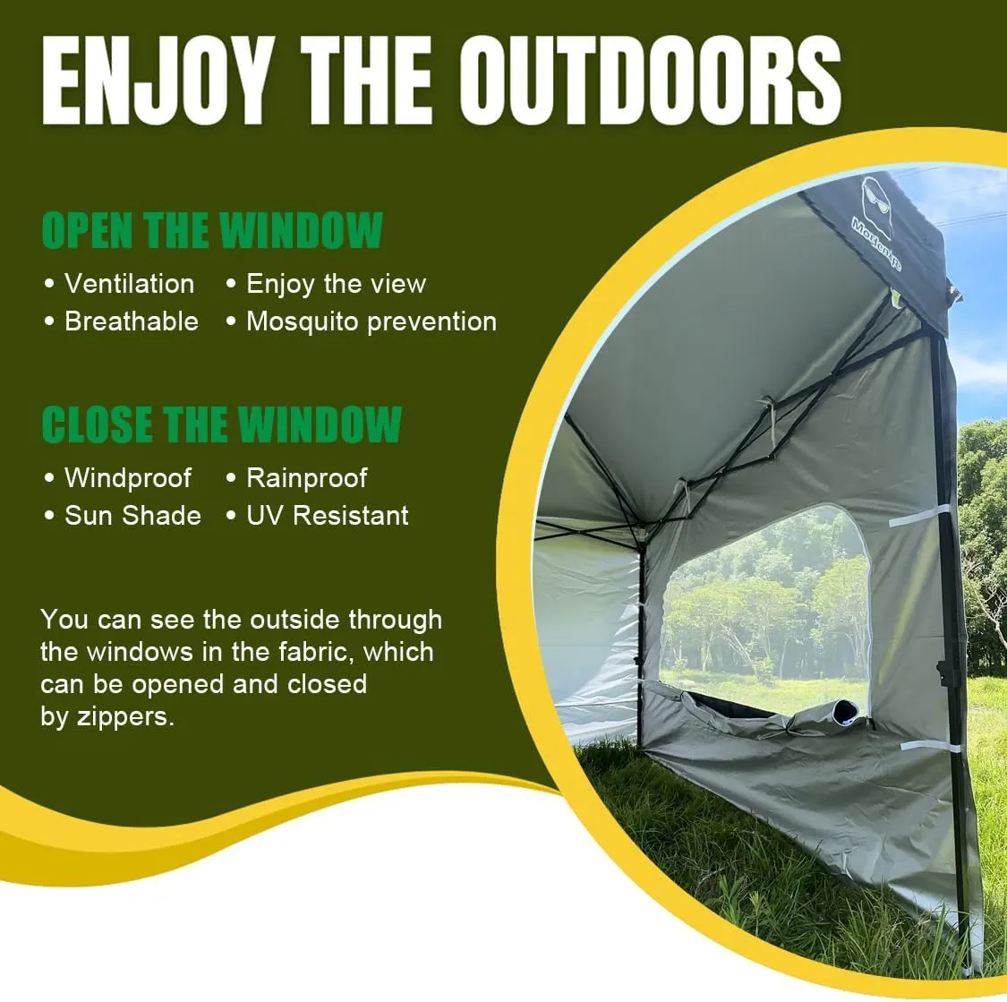 Sunshade Sidewall with Mesh Window for 10x10 Pop Up Canopy - Straight Leg, Outdoor Instant Canopy Sidewalls, 3 Pack (10 x 10, White with Silver Coating)