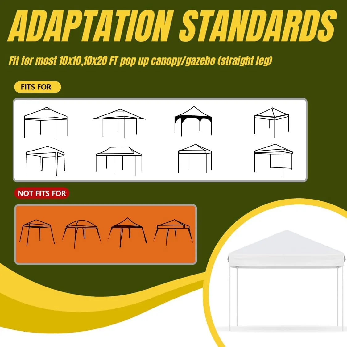 Sunshade Sidewall with Mesh Window for 10x10 Pop Up Canopy - Straight Leg, Outdoor Instant Canopy Sidewalls, 3 Pack (10 x 10, White with Silver Coating)