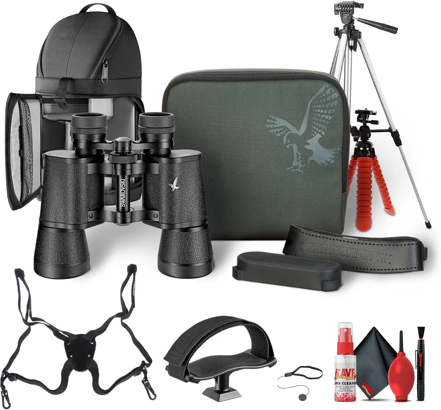 Swarovski Optik 7x42 Habicht Waterproof Porro Prism Binocular (LYSB00NN0DATM) - Includes Tripod Adapter, Tripod, Sling Backpack, Flexible Tripod, Cleaning Kit, and Accessories
