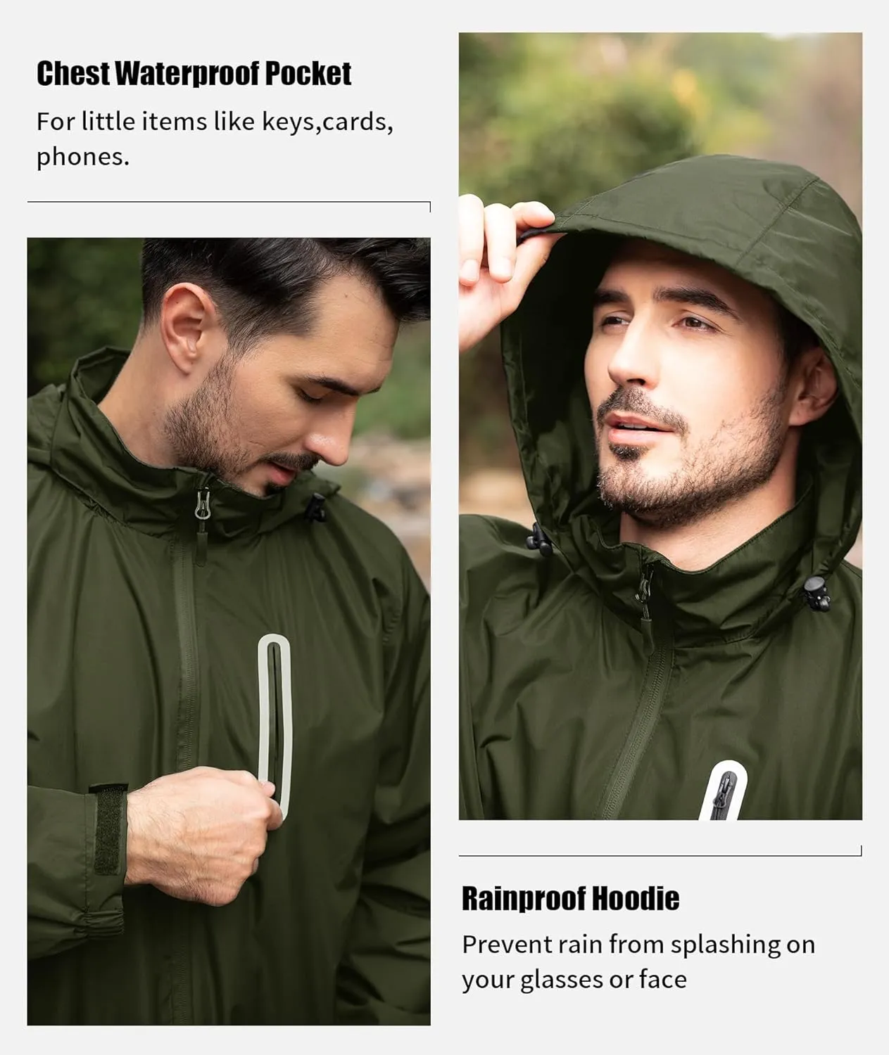 SWISSWELL Men's Waterproof Golf Rain Suit Rain Gear Jacket and Pant Outdoor Lightweight Hooded Raincoat