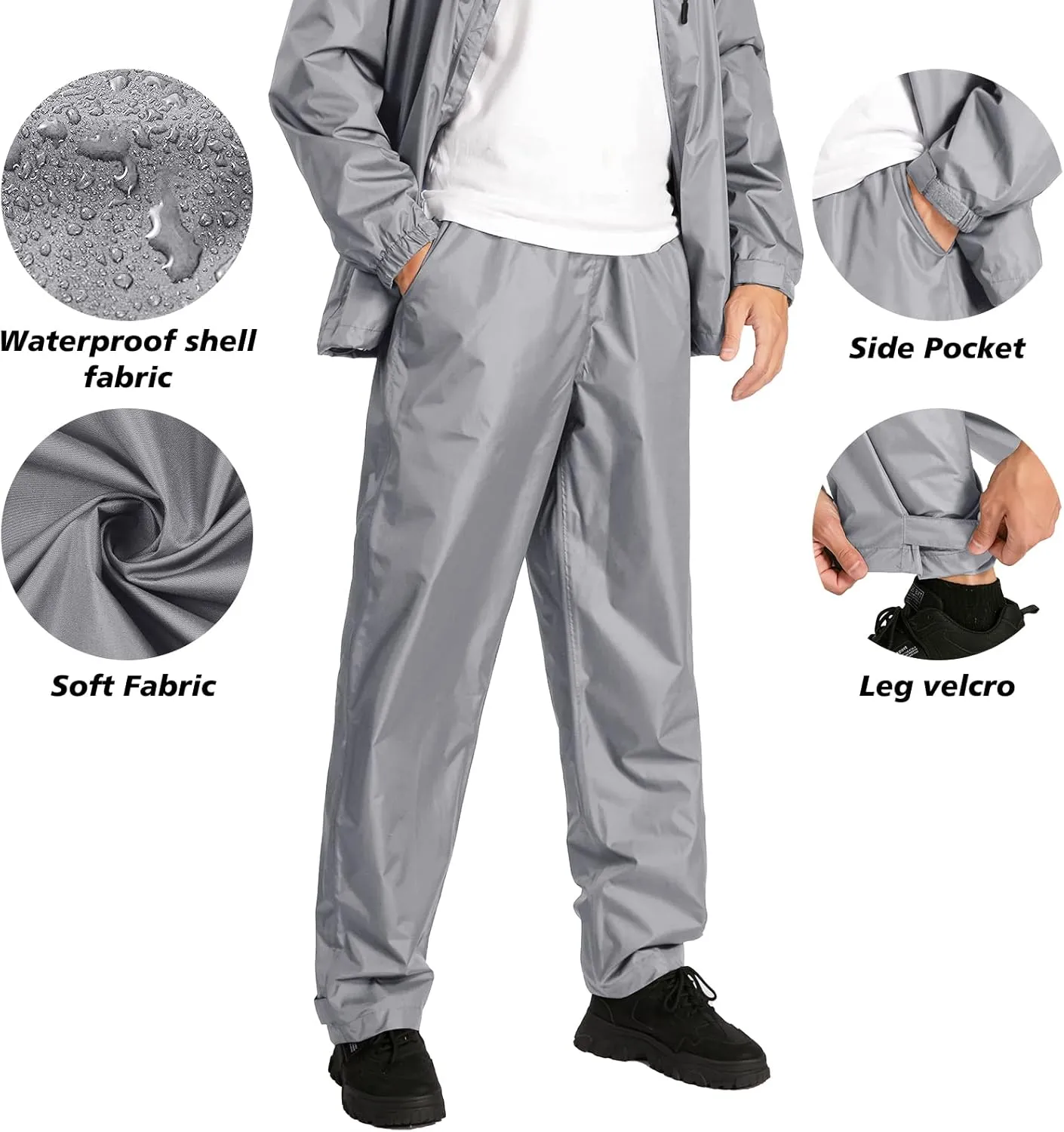 SWISSWELL Men's Waterproof Golf Rain Suit Rain Gear Jacket and Pant Outdoor Lightweight Hooded Raincoat