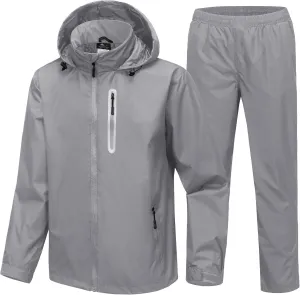 SWISSWELL Men's Waterproof Golf Rain Suit Rain Gear Jacket and Pant Outdoor Lightweight Hooded Raincoat