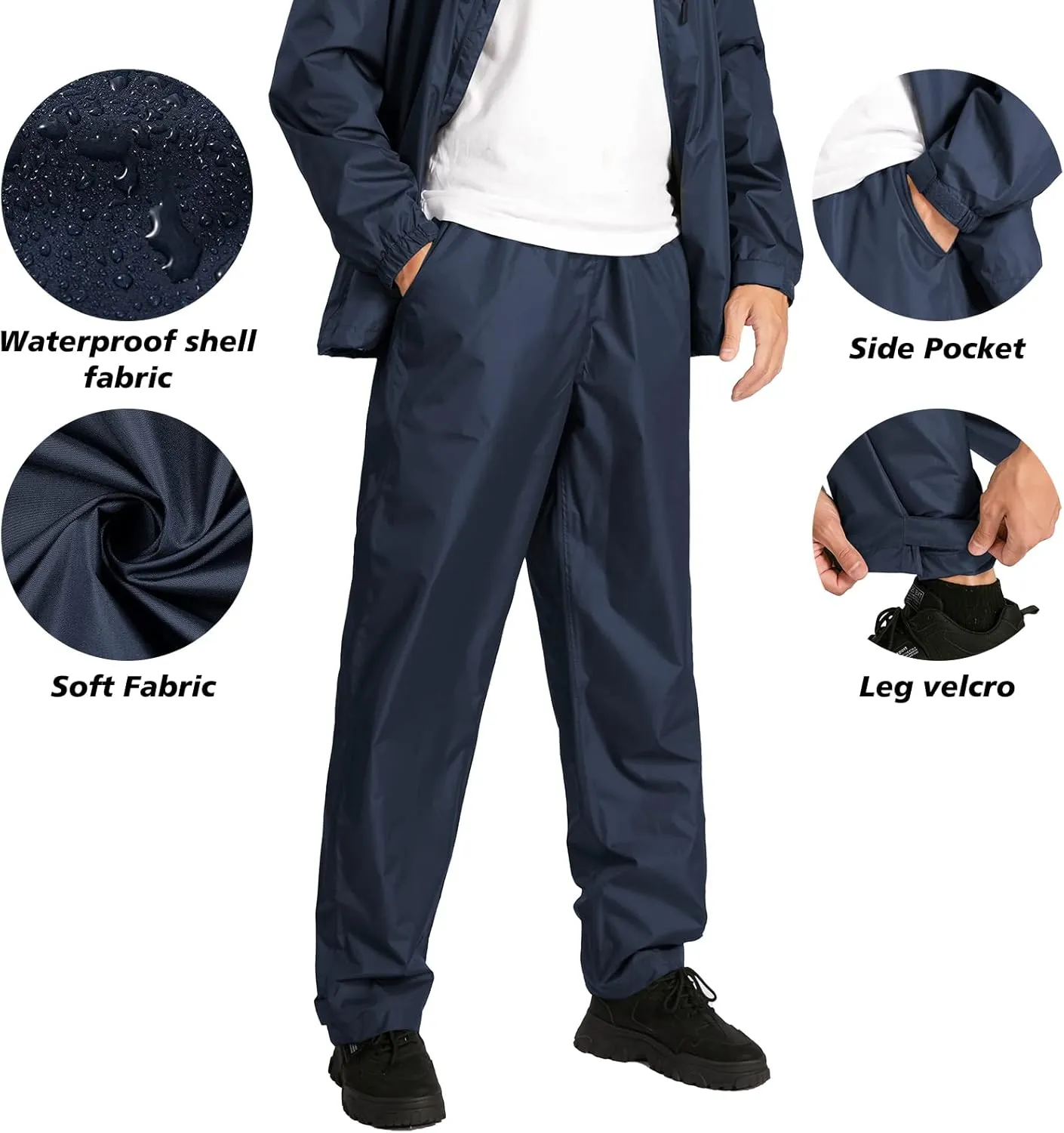 SWISSWELL Men's Waterproof Golf Rain Suit Rain Gear Jacket and Pant Outdoor Lightweight Hooded Raincoat