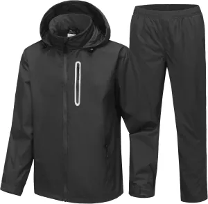 SWISSWELL Men's Waterproof Golf Rain Suit Rain Gear Jacket and Pant Outdoor Lightweight Hooded Raincoat