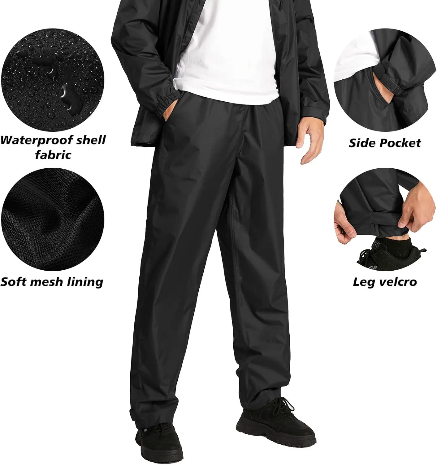 SWISSWELL Men's Waterproof Golf Rain Suit Rain Gear Jacket and Pant Outdoor Lightweight Hooded Raincoat