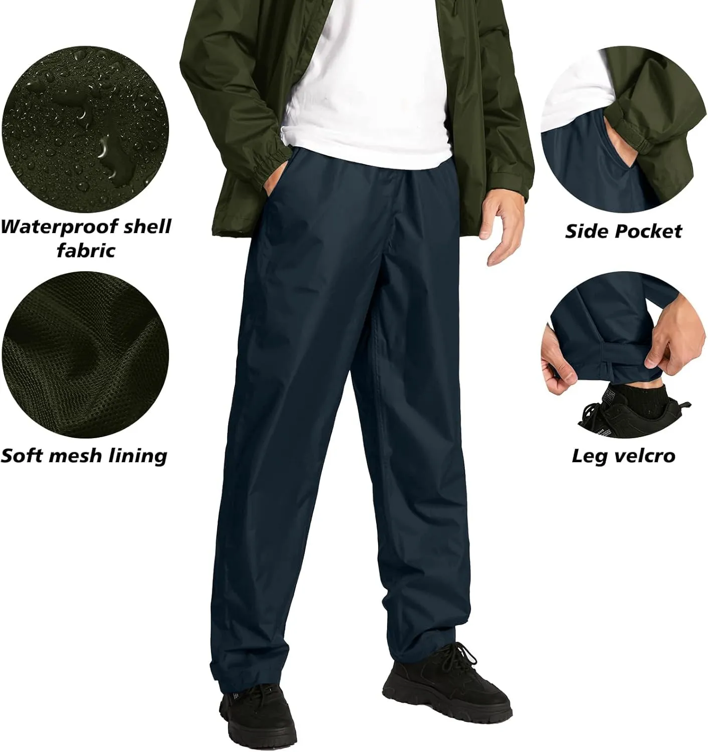 SWISSWELL Men's Waterproof Golf Rain Suit Rain Gear Jacket and Pant Outdoor Lightweight Hooded Raincoat