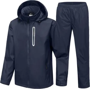 SWISSWELL Men's Waterproof Golf Rain Suit Rain Gear Jacket and Pant Outdoor Lightweight Hooded Raincoat