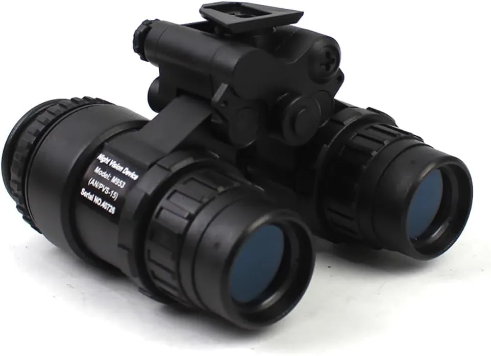 Tactical Airsoft Hunting PVS15 Dummy Night Vision Goggles Model with Mount, No Function Binocular Night Vision for Tactical Helmet NVG Mount, CS Game, Cosplay Prop