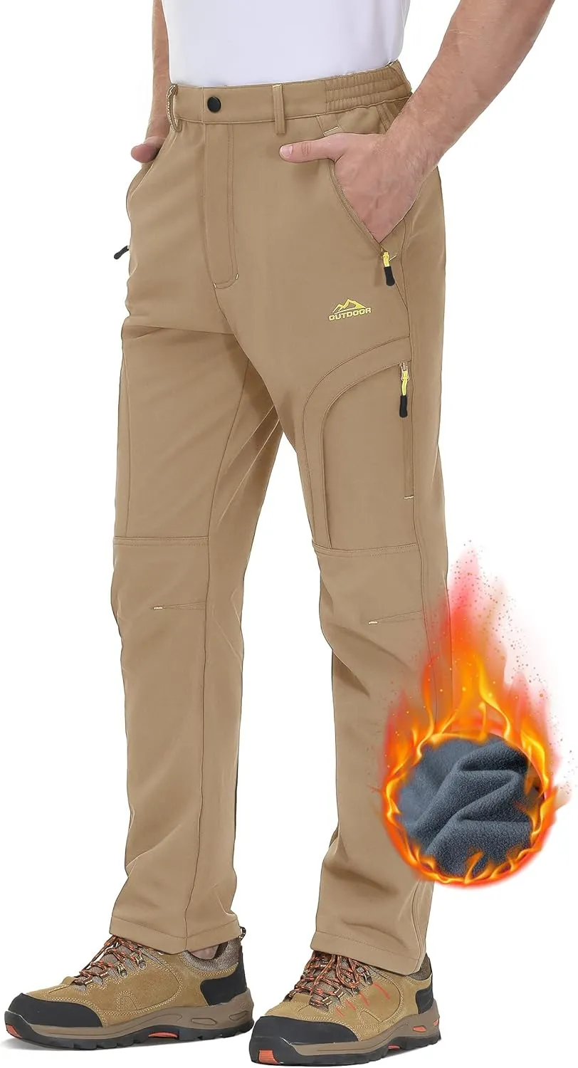 TACVASEN Winter Pants for Men Fleece Lined Waterproof Pants Insulated Hiking Pant for Ski Snowboard Outdoor Work Hunting