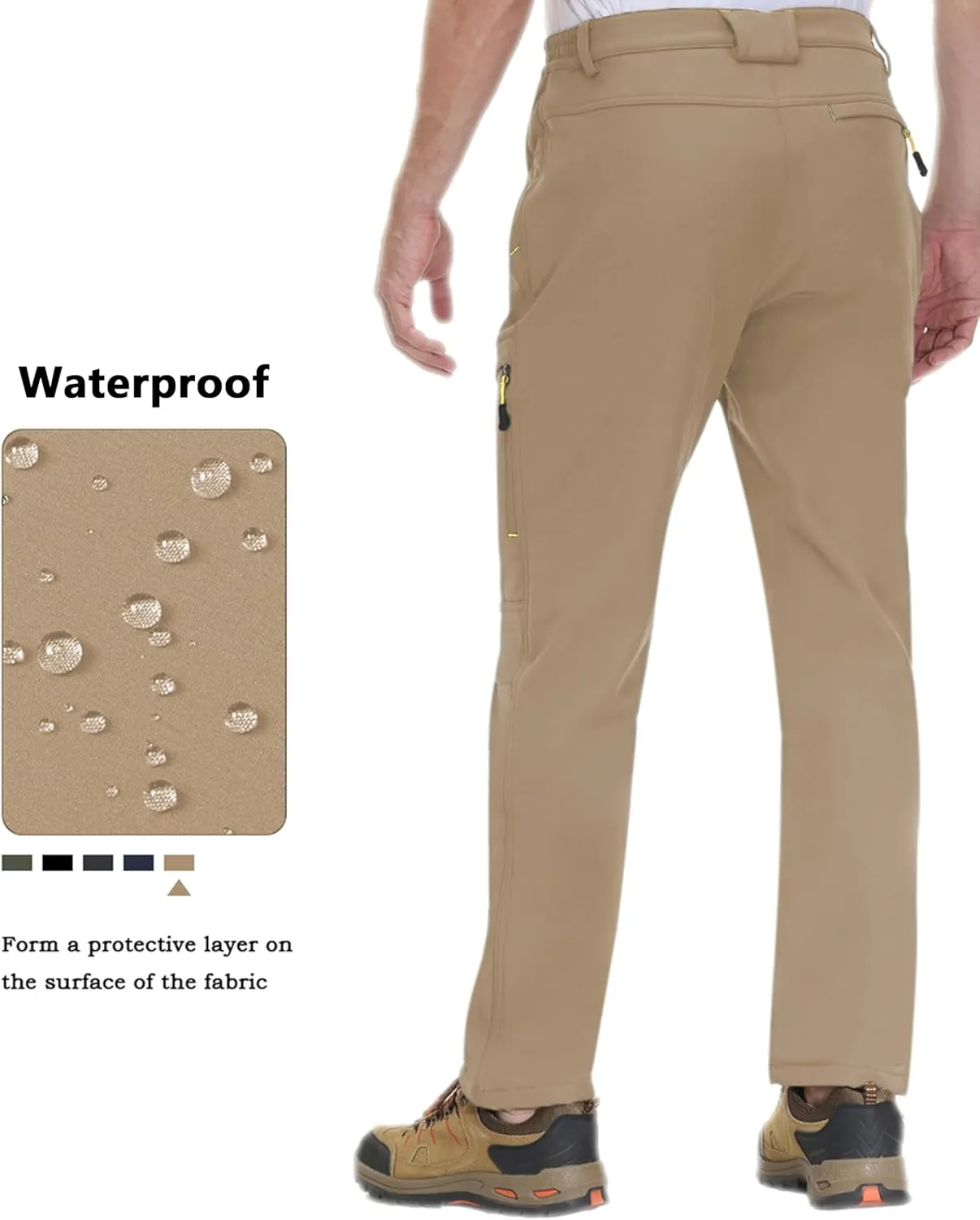 TACVASEN Winter Pants for Men Fleece Lined Waterproof Pants Insulated Hiking Pant for Ski Snowboard Outdoor Work Hunting