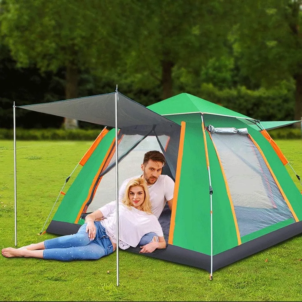 Tent Family Camping Tent Large Waterproof Pop Up Tents 5-8 Person Room Cabin Tent Instant Setup with Sun Shade Automatic Aluminum Pole (Color : Blue) (Blue One Size)