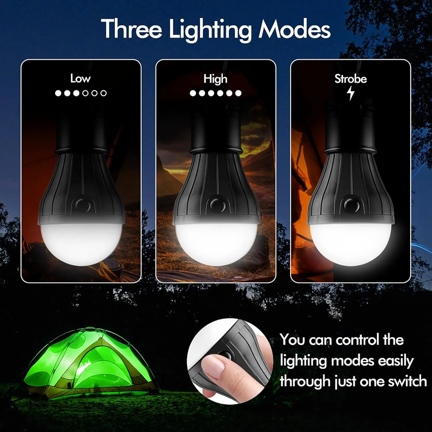 Tent Lamp Portable LED Tent Lights 5 Packs Hook Hurricane Emergency Lights LED Camping Light Bulb Camping Tent Lantern Bulb Camping Equipment for Camping Hiking Backpacking Fishing Outage