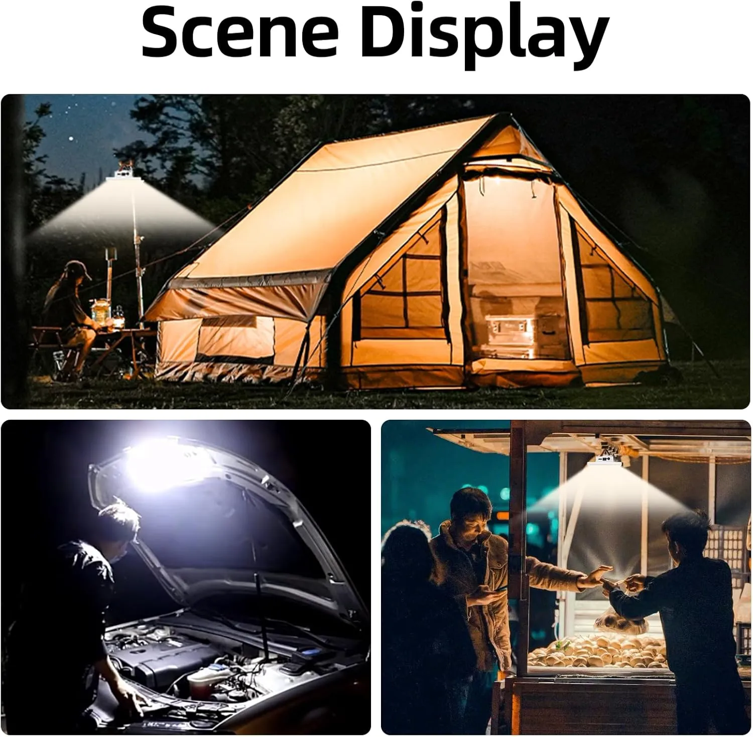Tent Light Rechargeable Hanging Flashlight Ultra Bright Led Camping Lantern with Waterproof Portable Tent Lamp for Camping Emergency Usage(Infinite Dimming)
