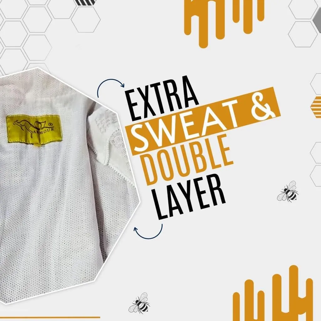 Three Layer Mesh Ventilated Beekeeping Suit, Sting proof Beekeeper Suit with Fencing & Round Brim Hat