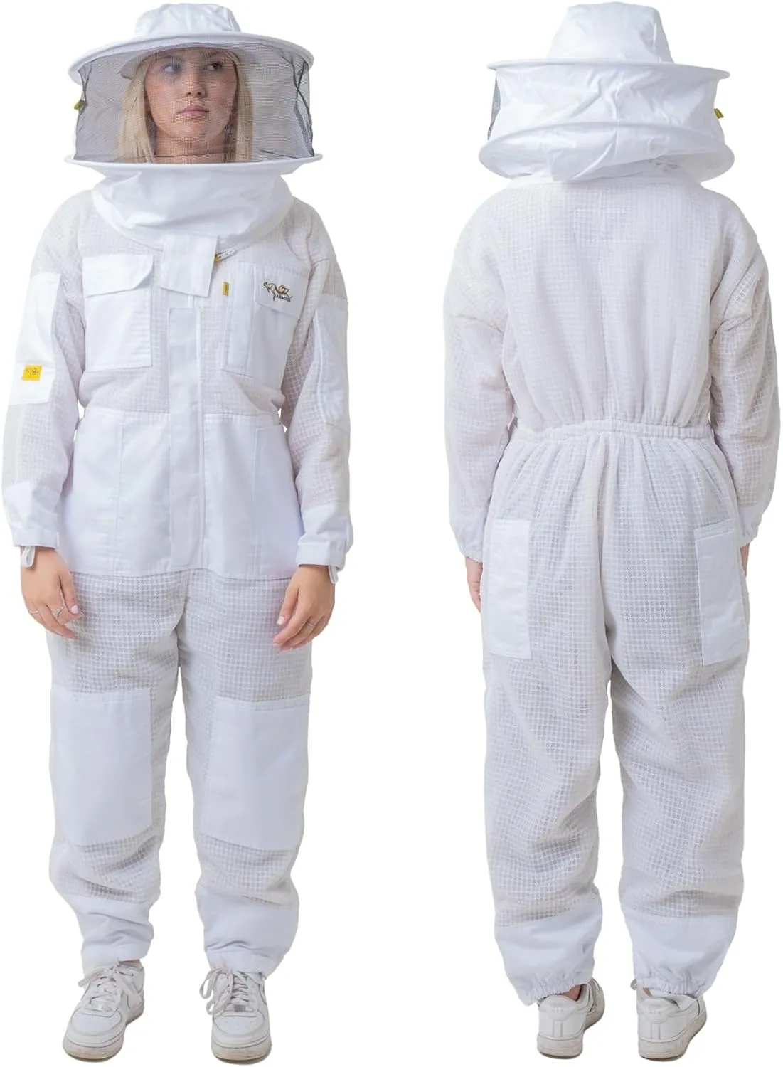 Three Layer Mesh Ventilated Beekeeping Suit, Sting proof Beekeeper Suit with Fencing & Round Brim Hat