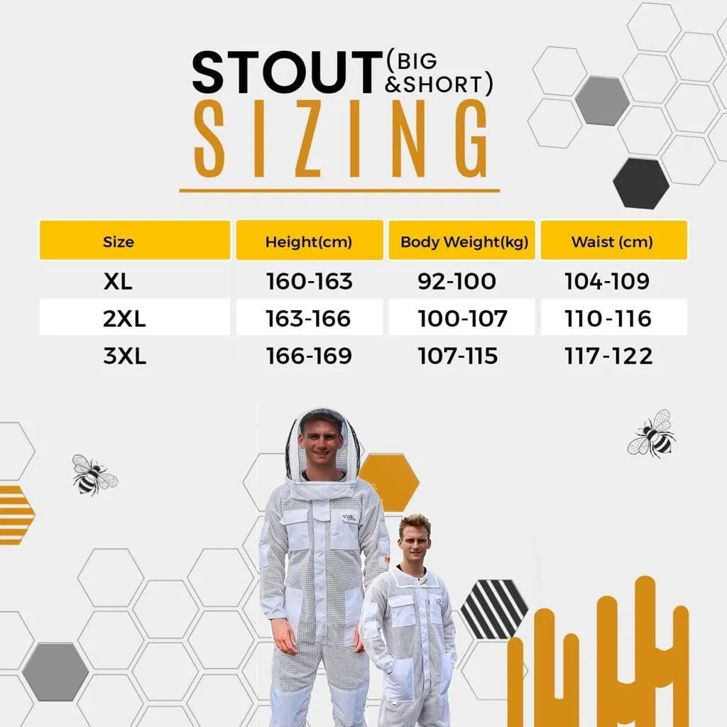 Three Layer Mesh Ventilated Beekeeping Suit, Sting proof Beekeeper Suit with Fencing & Round Brim Hat