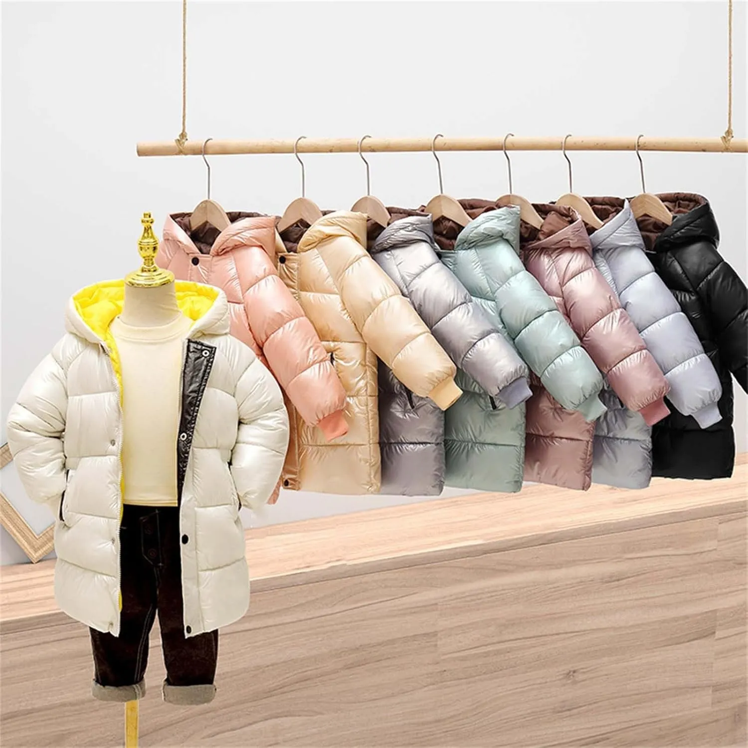 Toddler Boys Girls Long Puffer Jacket Warm Quilted Puffer Bubble Coat Insulated Winter Girls Warm up Pants Zipper Leg